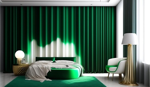 Green silk curtains Dubai