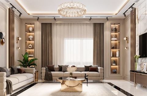 modern living room curtain dubai