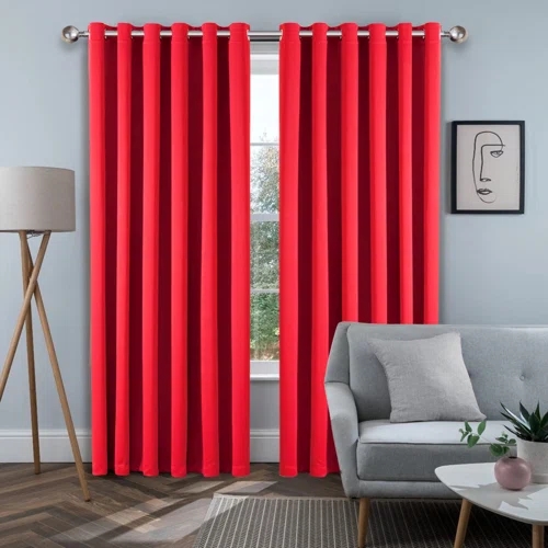 Blackout+Eyelet+Synthetic+Room+Darkening+100+%+Polyester+Thermal+Curtain