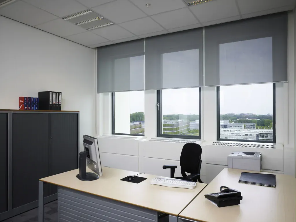 Office blinds on large windows