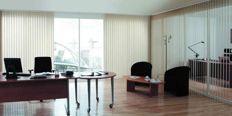 Professional office interior with window blinds