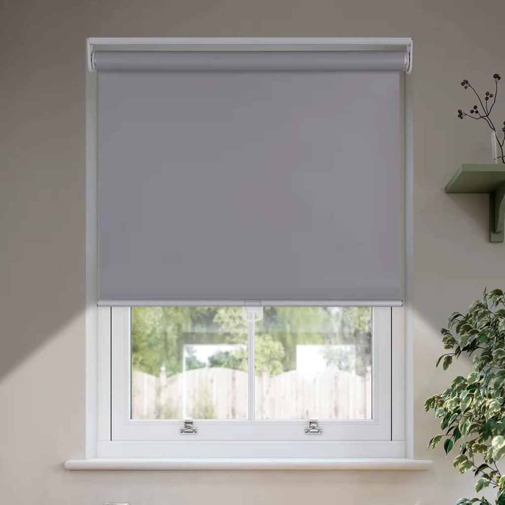 Roller blinds partially rolled up