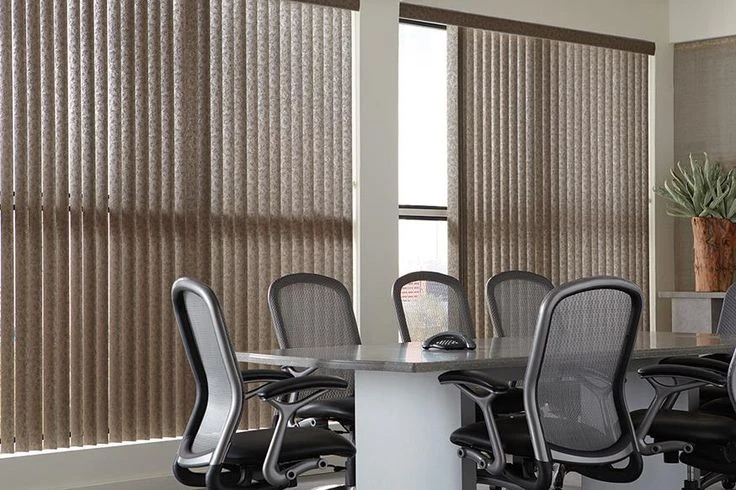Window blinds providing privacy in an office